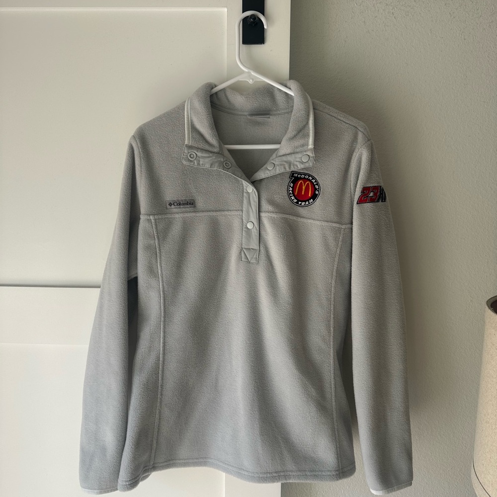 Columbia Light Gray Fleece Pullover with McDonald's Racing Patch